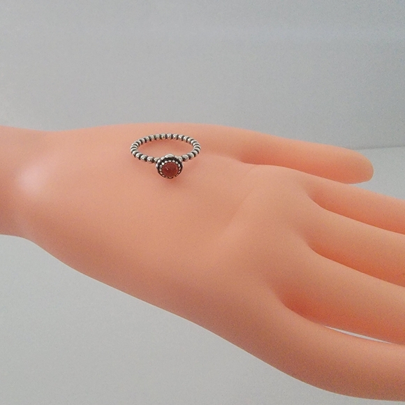 Pandora Authentic Birthday Blooms Ring- July Carnelian Size 7 - Picture 3 of 7